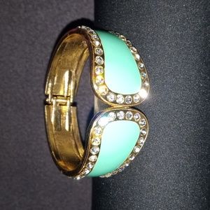 Heidi Daus "Bar Harbor Elegance" Enamel & Crystal Bangle Bracelet